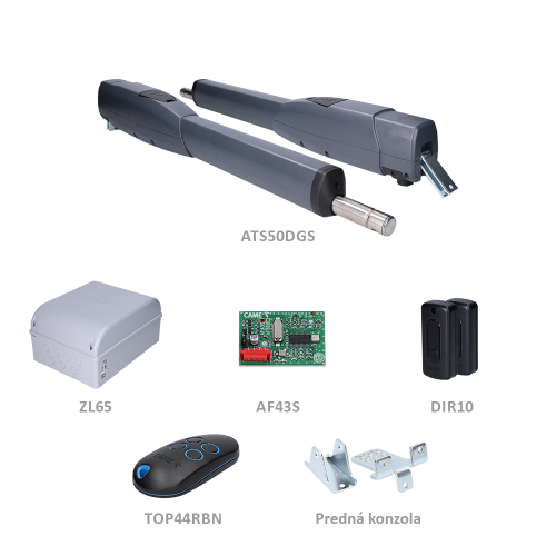 CAME ATS50 SAFE LONG sada pre dvojkrídlovú bránu do 5m/krídlo, 2x ATS50DGS (24V, 80W, 300N), 1x ZL65, 1x AF43S, 1x AT04EV, 1 pár DIR10